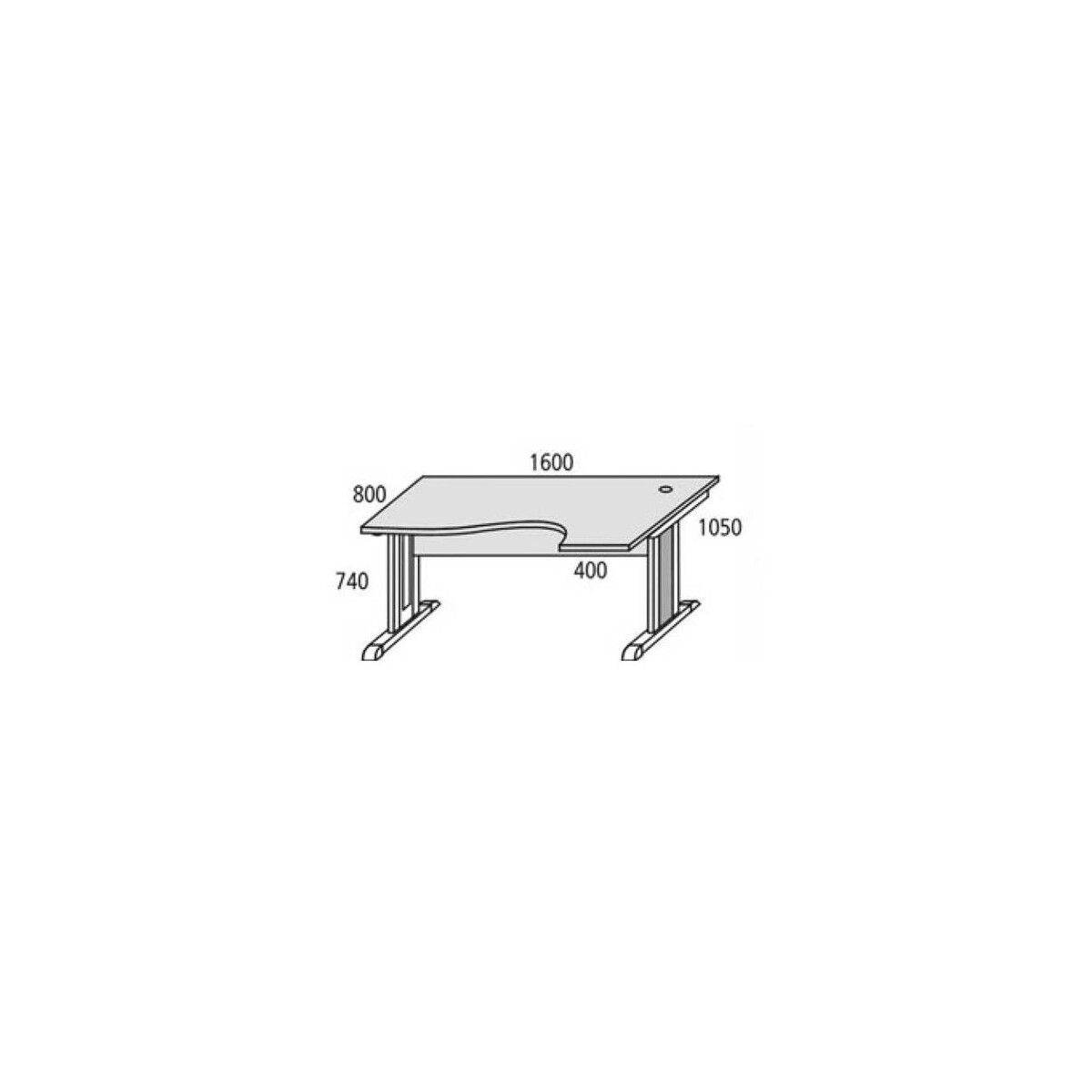 Schreibtisch Freiform Basic M, Buchedekor/Alusilber RAL...