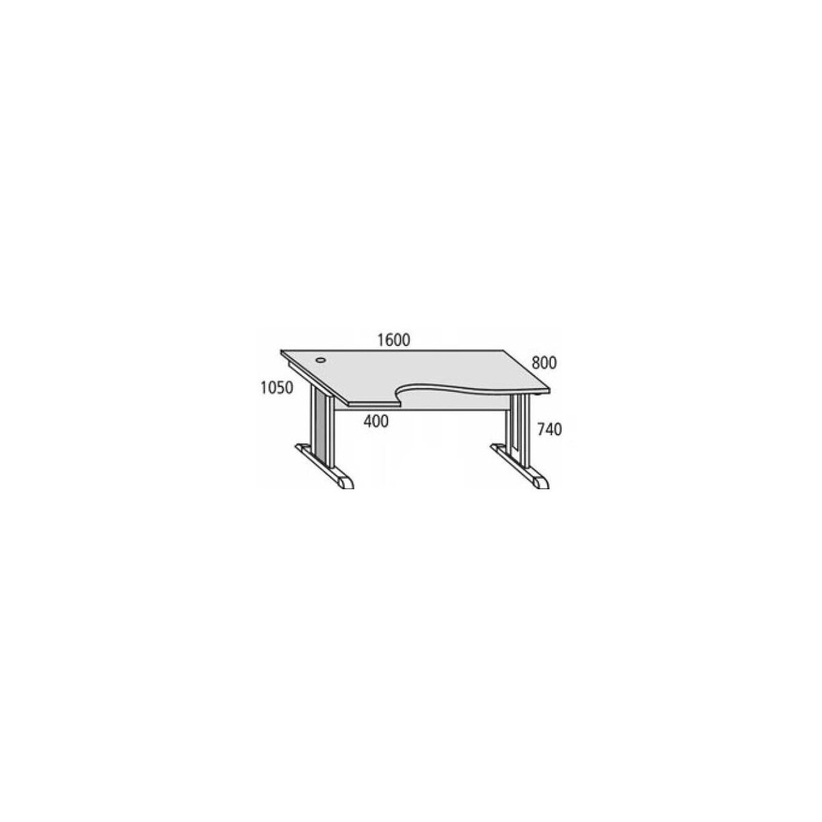 Schreibtisch Freiform Basic M, Buchedekor/Alusilber RAL...