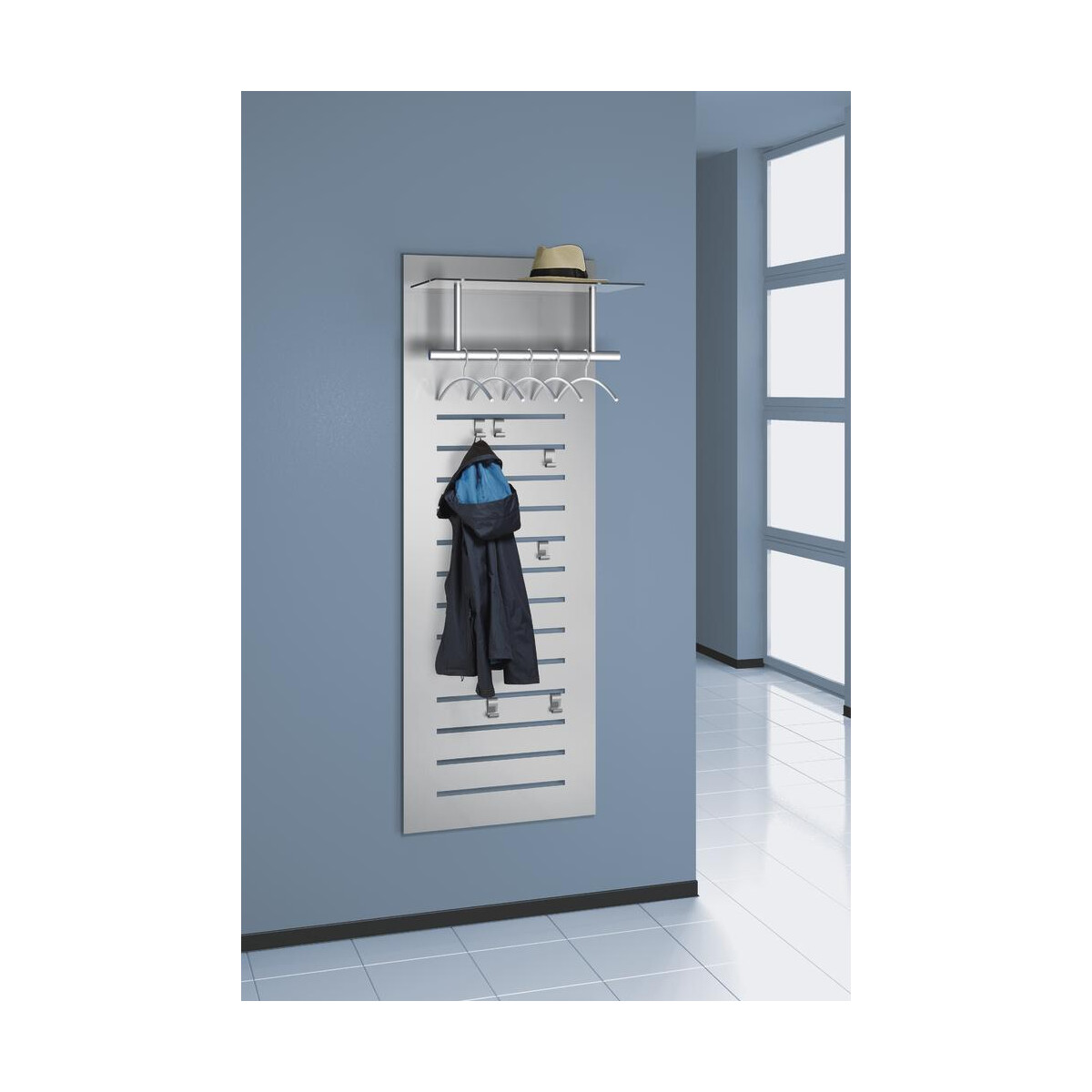 Wandgarderobe DELUXO, Alusilber RAL 9006, B600 x H1700 x T50